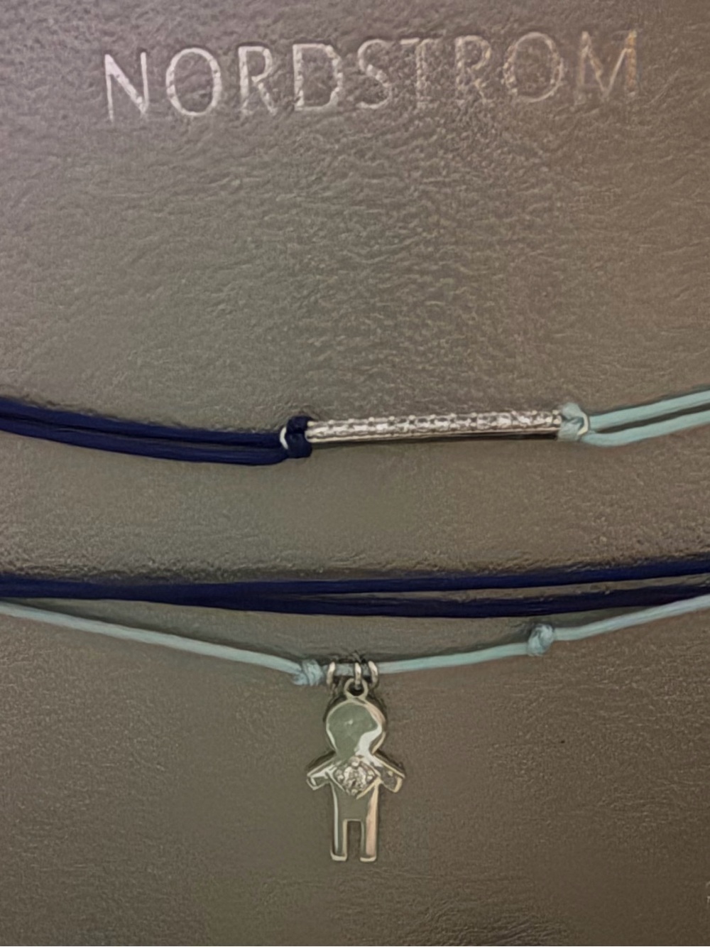 NEW Nordstrom Navy and Light Blue Layered Boy Charm w Crystals bracelets